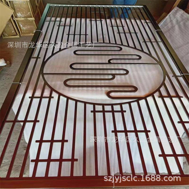 不锈钢镀金屏风 铝镁合金镂空雕花屏风隔断 金属拉丝屏风