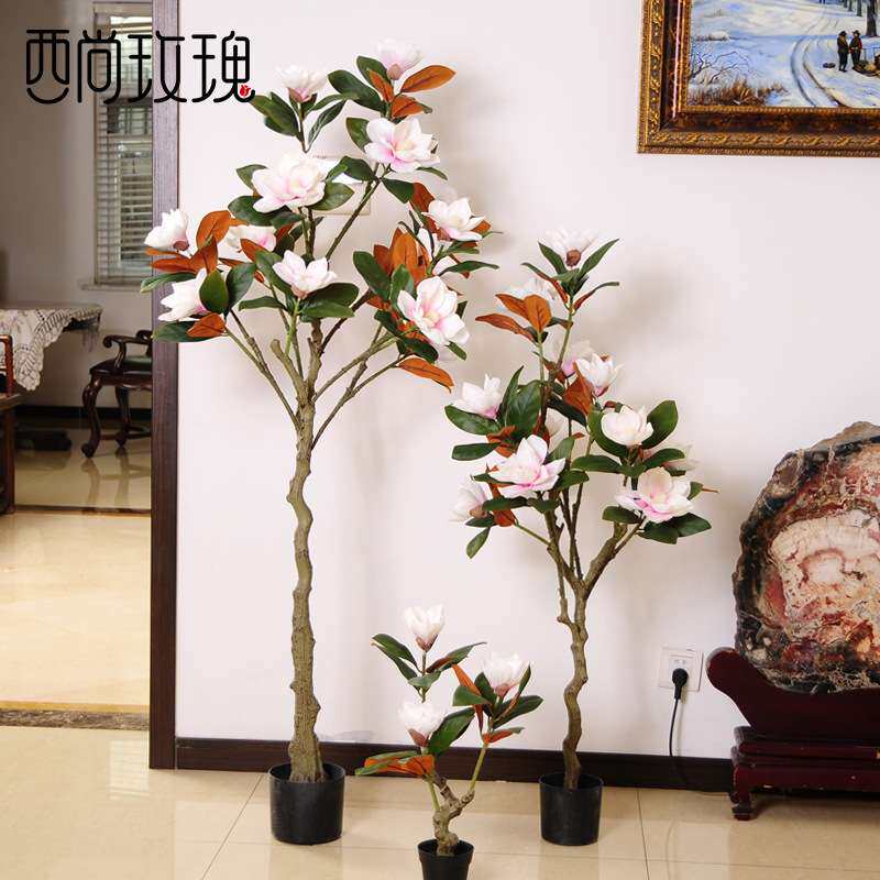 白玉兰花盆栽假树植物造景盆景绿植客厅摆件园林景观仿真高仿真