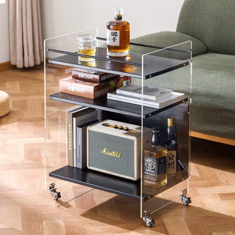 可移动沙发边几家用收纳手推车中古风小茶几小推车侧边柜边桌简约