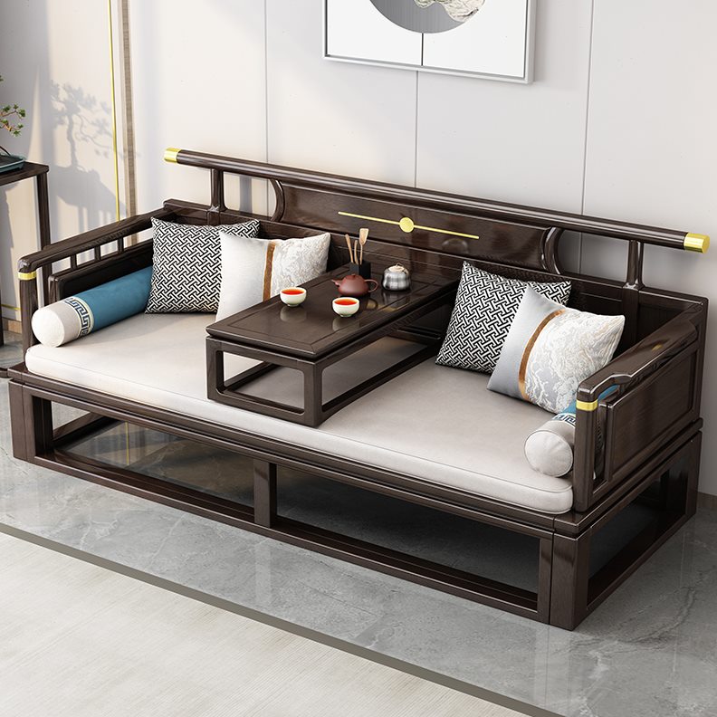 罗汉床实木新中式禅意轻奢家用小户型客厅推拉沙发床两用罗汉榻