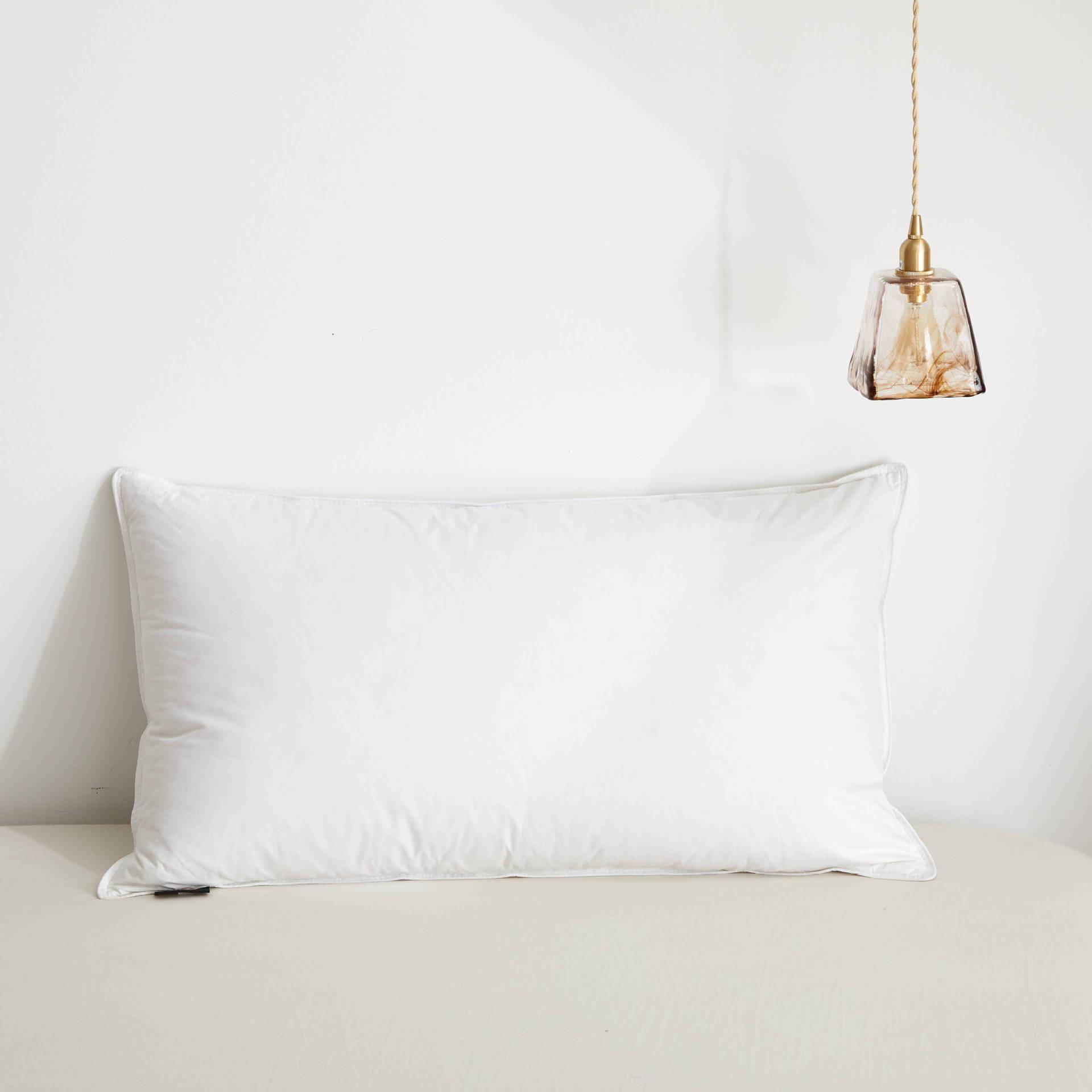 纯色鸭绒羽绒枕 家用羽绒枕芯 双人羽绒枕头