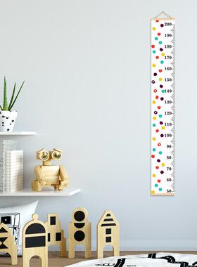 简约圆点木制油画尺宝宝身高尺墙贴儿童房卧室身高道具挂画HM006