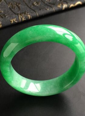 【顺丰包邮】源头直供缅甸翡翠处理手镯满绿阳绿冰种女款玉镯老坑