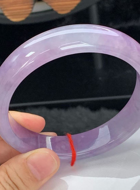 【顺丰包邮】紫罗兰缅甸天然大圈口翡翠处理手镯一手玉镯冰糯带证