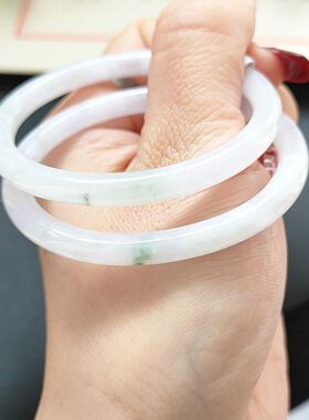 【带证】【小圈口】翡翠A货细糯糯冰种水冰润淡紫圆条贵妃