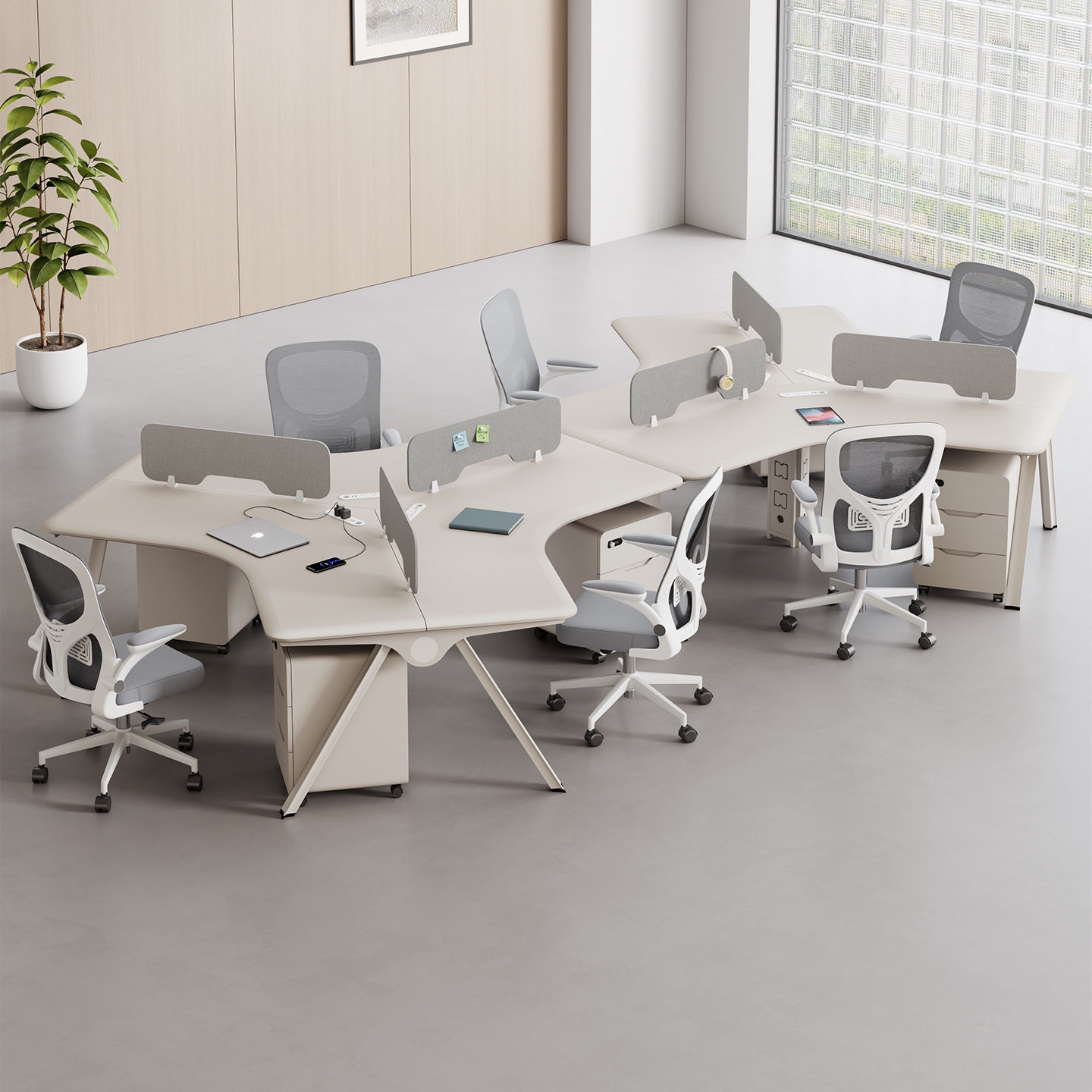 2026新款职员办公桌高端烤漆员工桌3/6人位创意电脑卡座办公桌椅