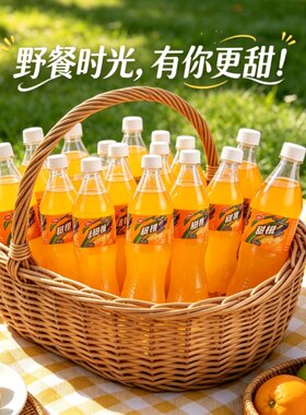 甜橙汽水500ml瓶装碳酸饮料清爽解腻夏日气泡饮料冰爽