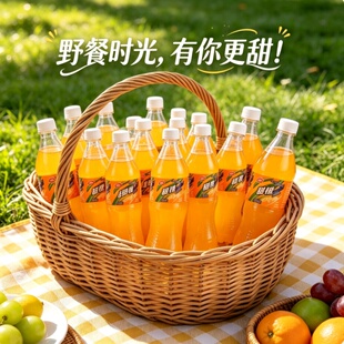 甜橙汽水500ml瓶装碳酸饮料清爽解腻夏日气泡饮料冰爽