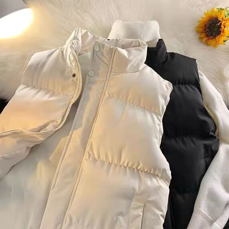 Poragomla秋冬季韩版马甲男女潮流立领棉服修身bf加厚坎肩背心保