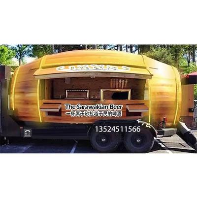 上海出口法国酒桶车景区黑啤车古镇啤酒桶车battery food trailer
