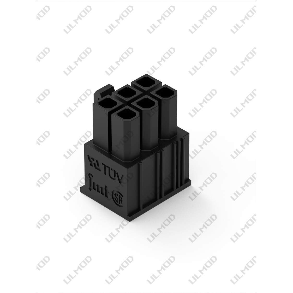 ULMOD JMT 捷仕美 6PIN 6针连接器 电脑MOD胶壳 黑色尼龙无卤阻燃