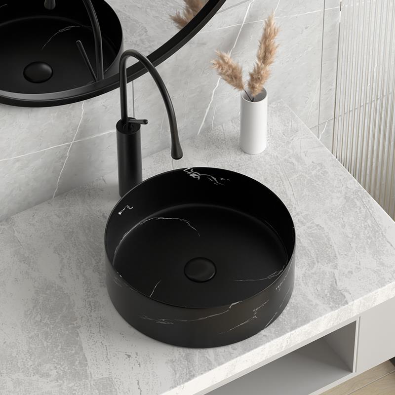 圆形台上盆洗手盆简易阳台洗脸盆面盆家用卫生间陶瓷台盆洗漱盆