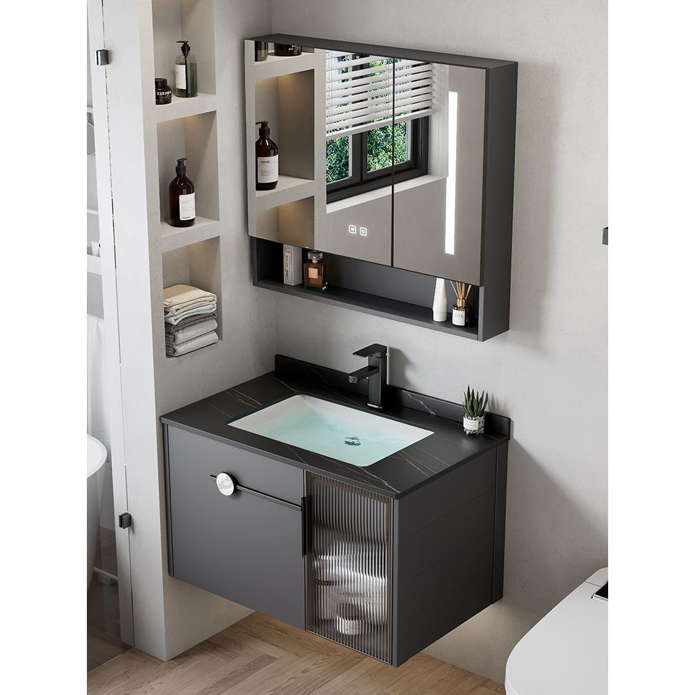 太空铝浴室柜组合家用卫生间陶瓷洗手盆小户型洗脸盆一体洗漱台池