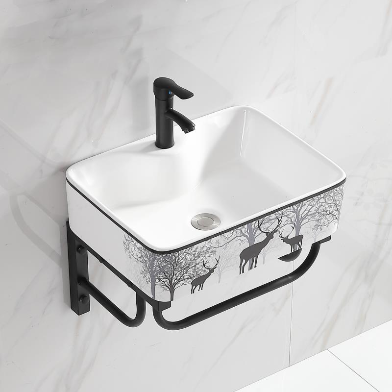 北欧小户型挂墙式简易洗手盆单盆卫生间家用迷你洗脸盆陶瓷洗漱台