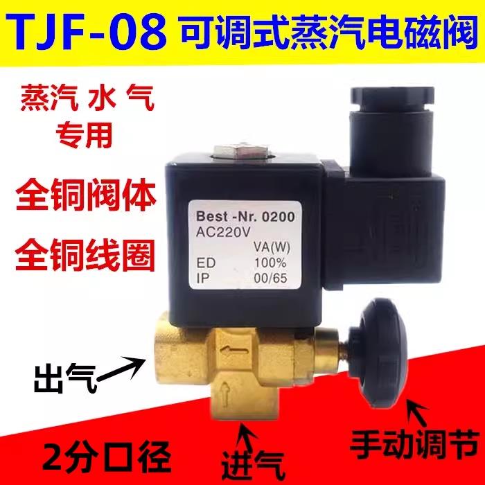 可调蒸汽电磁阀 TJF-08 2分接口 烫台熨斗蒸气气阀 AC220V DC24V