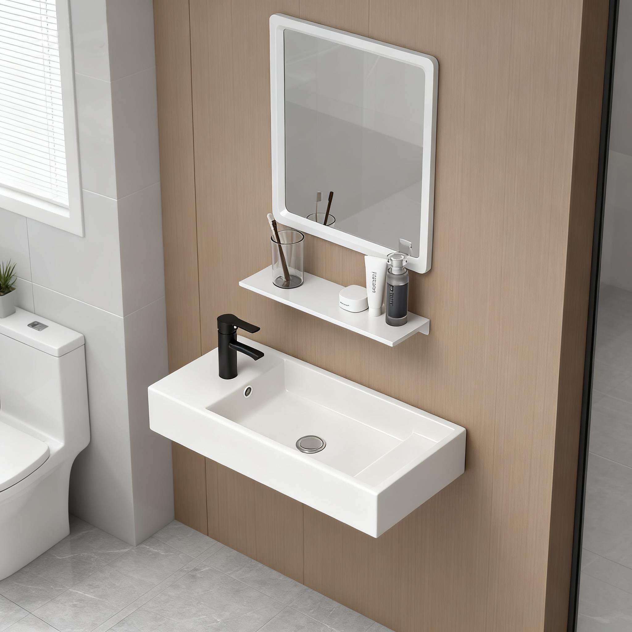 壁挂式陶瓷洗手盆小户型迷你卫生间小型洗脸盆挂墙式台盆30cm超窄