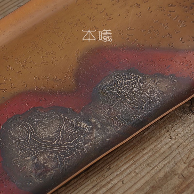 日式紫铜鎏银干泡盘复古手工茶盘茶托杯垫杯托隔热垫茶具配件图片
