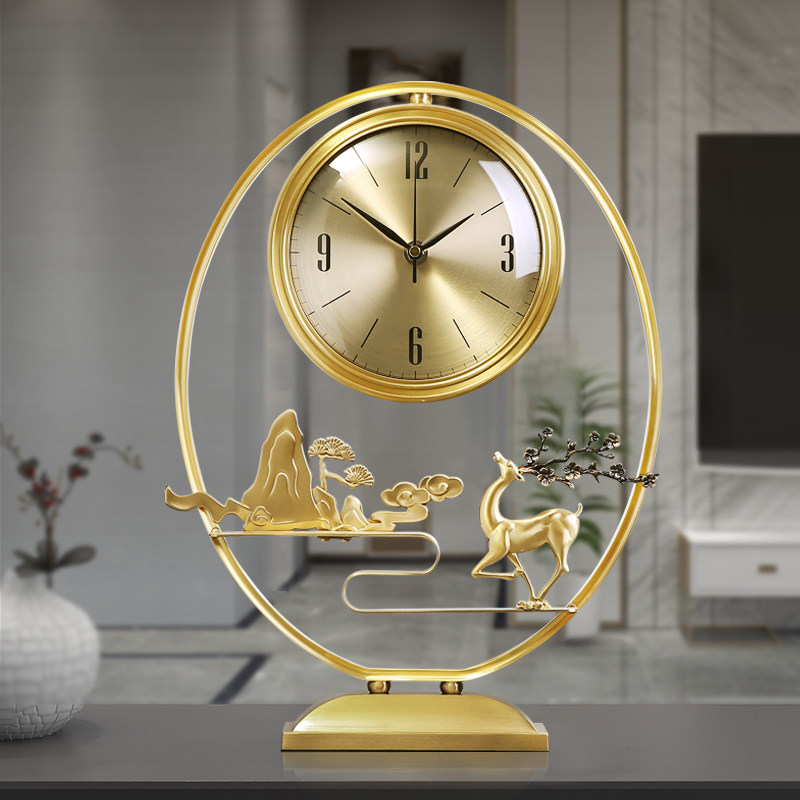 纯铜座钟新中式客厅家用台式创意坐钟表桌面时钟艺术摆件高端大气,家居饰品,座钟,淘宝优惠券,粉丝福利购,淘宝优惠卷
