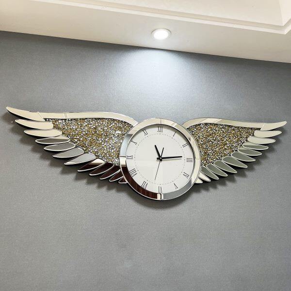 客厅个性镶钻时尚挂钟欧式轻奢装饰静音扫秒钟表艺术造型玻璃拼镜