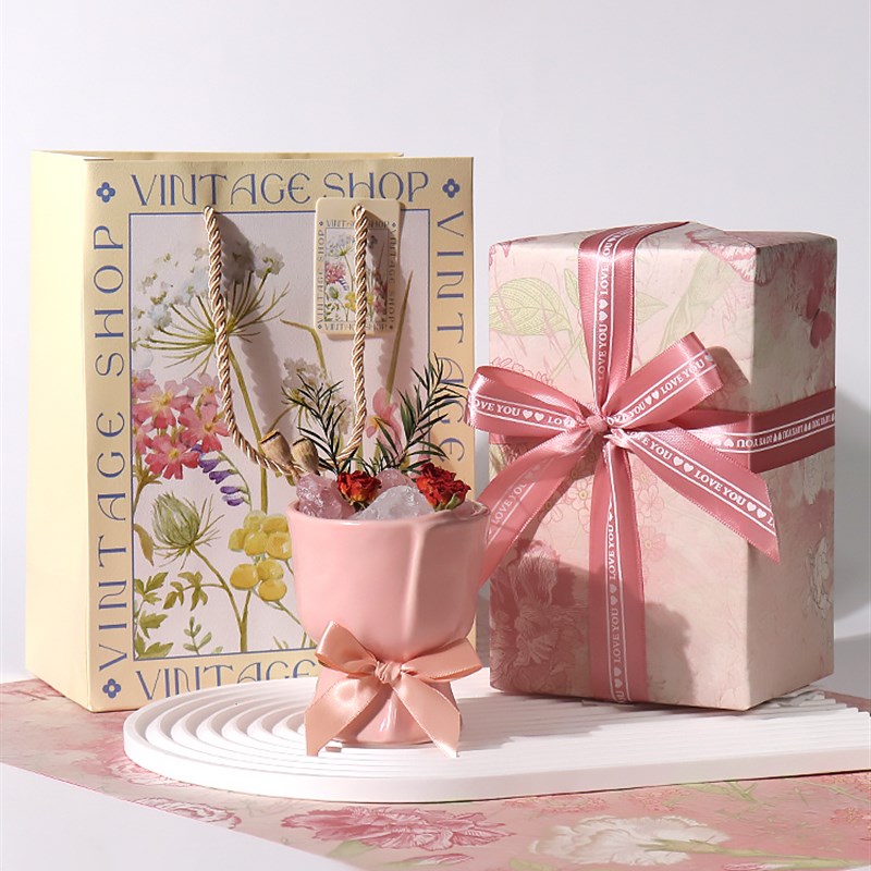 玫瑰花干花粉色精油无火香薰礼盒扩香石晶K石香氛生日礼物女生闺