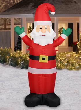 圣诞节室外摆件4FT招手圣诞老人充气气模LED灯光假日派对装饰