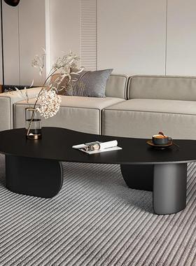 意式岩板茶几黑色腰果异形现代客厅家用创意小户型茶几桌异形茶几