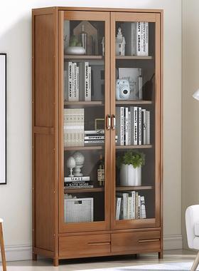 书架置物架落地简约现代北欧全实木质简易经济型儿童多层整墙书柜