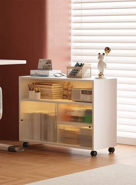 7K书桌小书架置物架桌下收纳柜可移动带轮书柜桌边小柜子办公桌矮