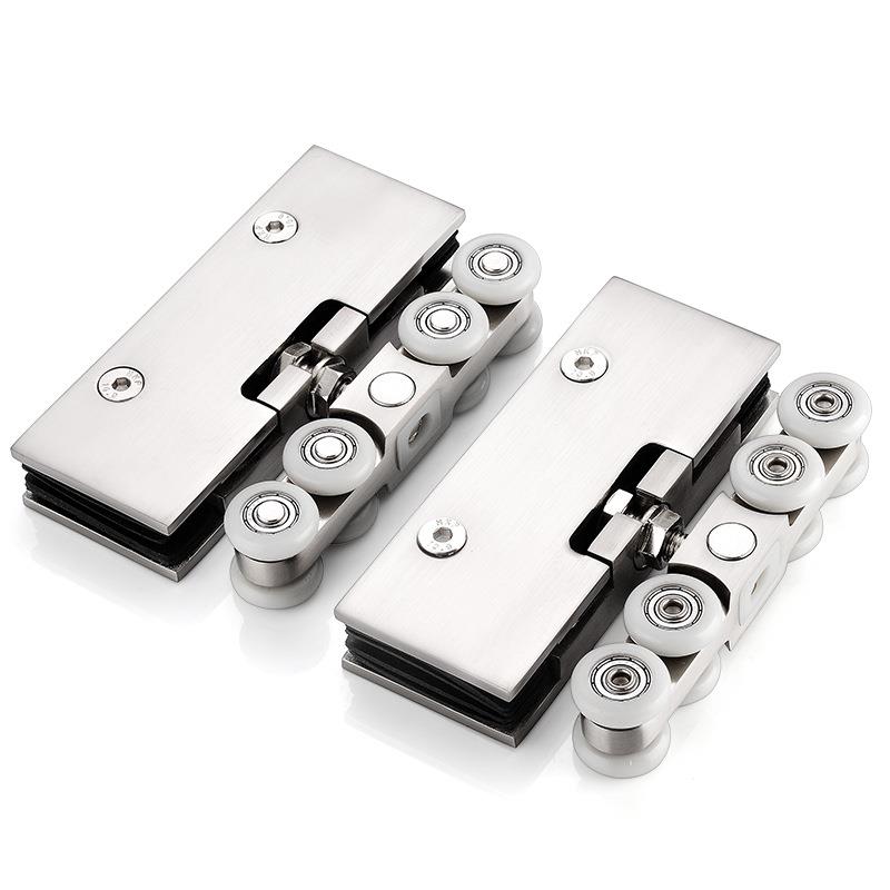 无框钢化玻璃推拉门吊轮移门吊门滑轮吊轨轮承重180KG轨道门配件