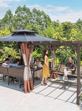 户外凉亭葡萄架遮雨棚别墅庭院花园休闲亭子室外露台篷楼顶乘凉棚