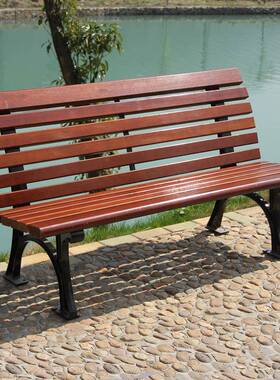 户外实木公园椅可定实木排椅商场广场防腐排椅铸铁休闲靠背椅