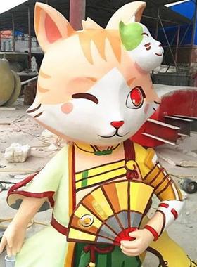 玻璃钢卡通猫女公仔雕塑大型商场店铺迎宾门头美陈园林景观摆件