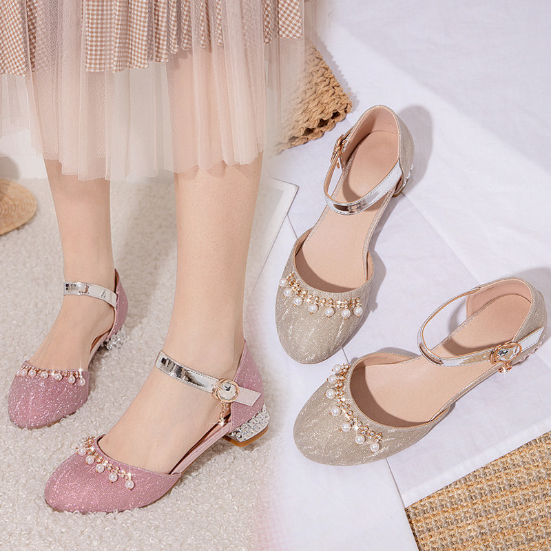 女童包头水钻凉鞋夏季儿童水晶鞋高跟银色礼服小女孩演出公主鞋子,童鞋/婴儿鞋/亲子鞋,凉鞋,淘宝优惠券,粉丝福利购,淘宝优惠卷