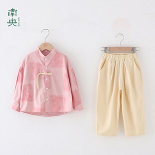 新中式男童汉服2025新款儿童纯棉套装春秋季宝宝唐装衬衫两件套