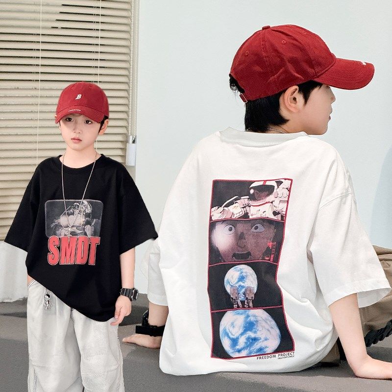 太空印花短袖儿童潮牌T恤男童2025春夏宽松半袖圆领体恤衫潮童装,童装/婴儿装/亲子装,T恤,淘宝优惠券,粉丝福利购,淘宝优惠卷