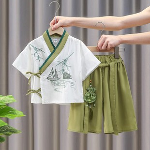 汉服男童夏装中国风套装儿童唐装薄款中式服装周岁礼服男宝宝夏季