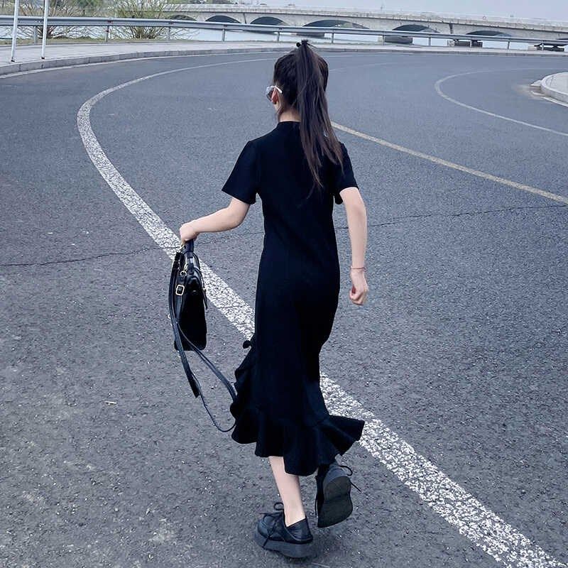 女童新中式改良旗袍连衣裙2025夏季女孩时髦荷叶边开叉裙鱼尾裙潮,童装/婴儿装/亲子装,连衣裙,淘宝优惠券,粉丝福利购,淘宝优惠卷