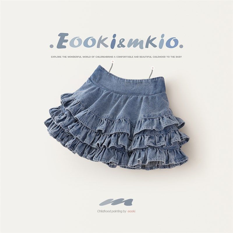 女童软萌百褶牛仔半身裙儿童蛋糕短裙棉蓬蓬裙子2025女孩夏春秋季,童装/婴儿装/亲子装,半身裙,淘宝优惠券,粉丝福利购,淘宝优惠卷