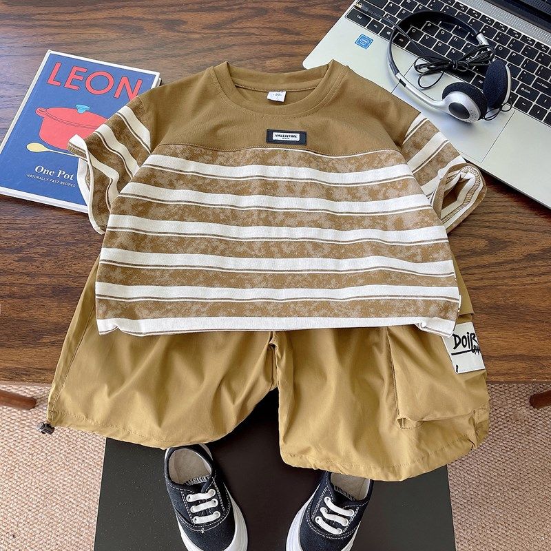 男童夏装套装时髦儿童短袖短裤两件套夏季小男孩童装宝宝条纹衣服,童装/婴儿装/亲子装,套装,淘宝优惠券,粉丝福利购,淘宝优惠卷