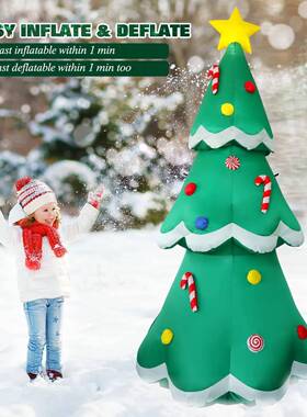 圣诞节充气圣诞树摆件户外充气树彩色LED灯星星树顶假日派对装饰