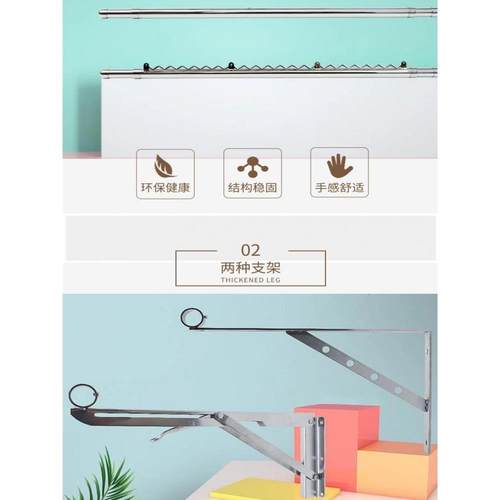 A5L防盗窗晾衣架室内可折叠免孔衣杆阳台晾晒被子窗户伸缩晒衣架