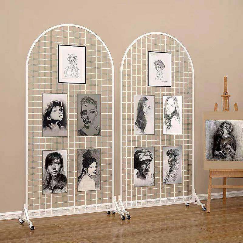 折叠网格展示架美术饰品架幼儿园作品书画展画室移动落地展览