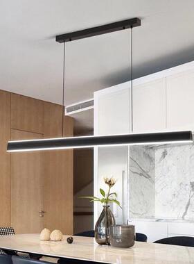 新款极简长条餐厅办公吊灯现代简约上下发光一字吧台岛台LED吊灯