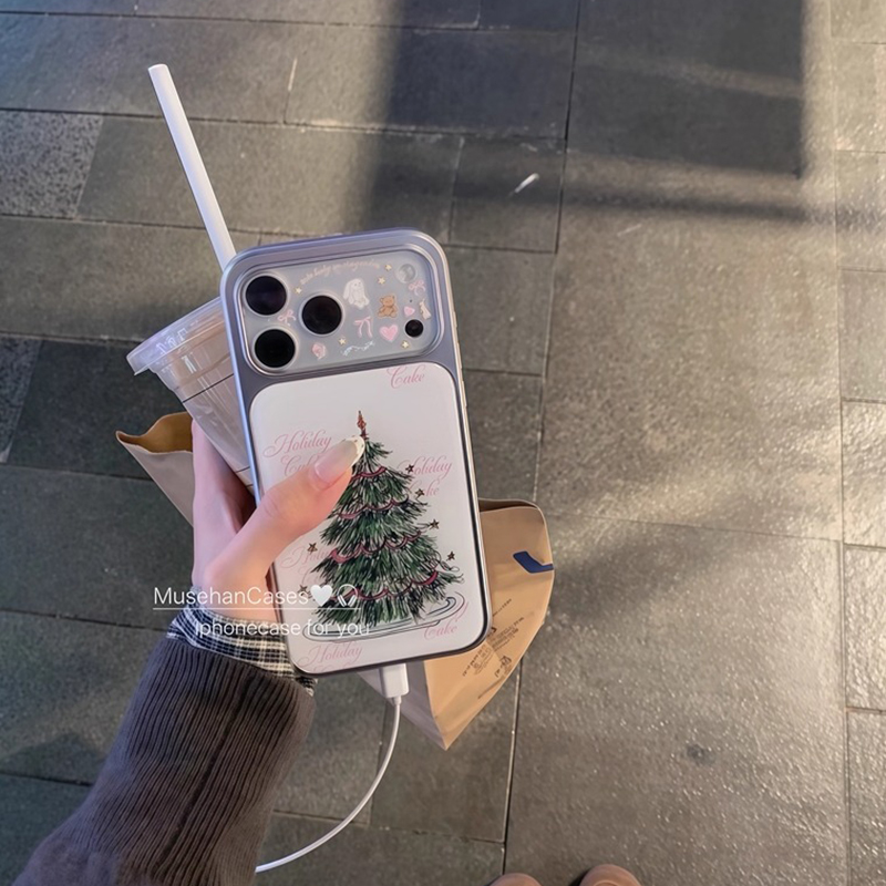 钰锴 ins冬日氛围感圣诞树适用苹果17ProMax手机壳iphone15新款16pro女13电镀滴胶15pro个性14防摔11保护套12
