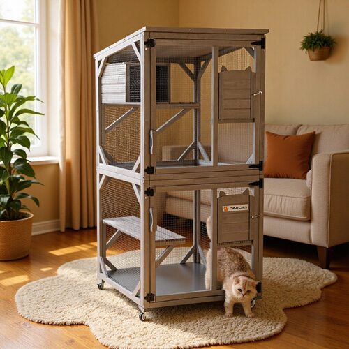 Wooden Cat House 跨境出口木质猫笼 户外宠物笼屋小宠笼
