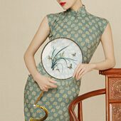 双面手工刺绣团扇子绣花复古古风汉服旗袍走秀宫扇圆形扇流苏荷花