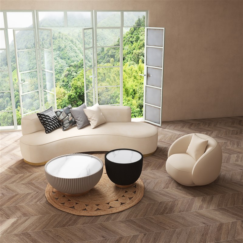 北欧布艺弧形沙发轻奢客厅家用小户E型网红款现代会客接待茶几组