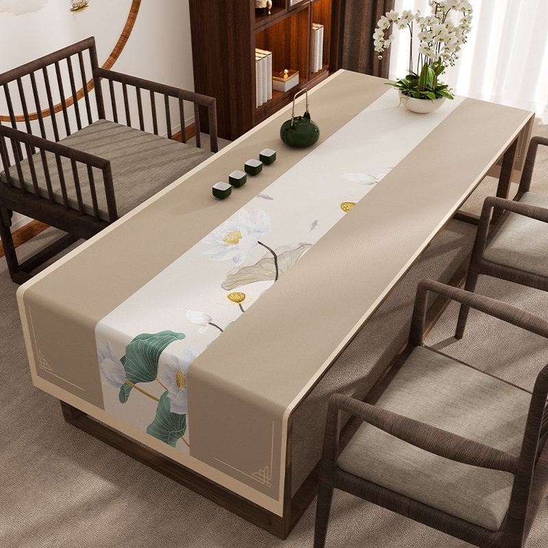 茶几新中式桌布布艺棉麻禅意高端会议台布正方形T纯色餐桌布长方