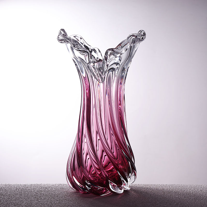 轻奢创意水晶玻璃花瓶家用客厅玄关E水培花瓶百合玫瑰敞口插花摆