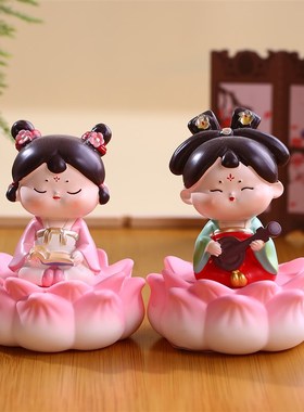 好运莲莲唐仕女桌面摆件办公室好物工位稳定情绪神器Y治愈系小礼